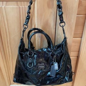 Coach Sabrina #12957 with crinkled patent leather and brass hardware